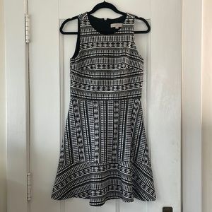 Great Condition Loft Black and White Patterned Dress